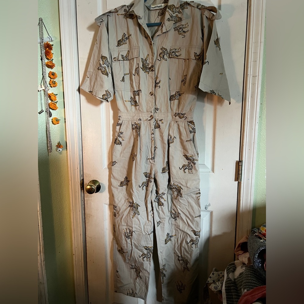 Dianne Von Furstenberg tiger print jumpsuit vintage